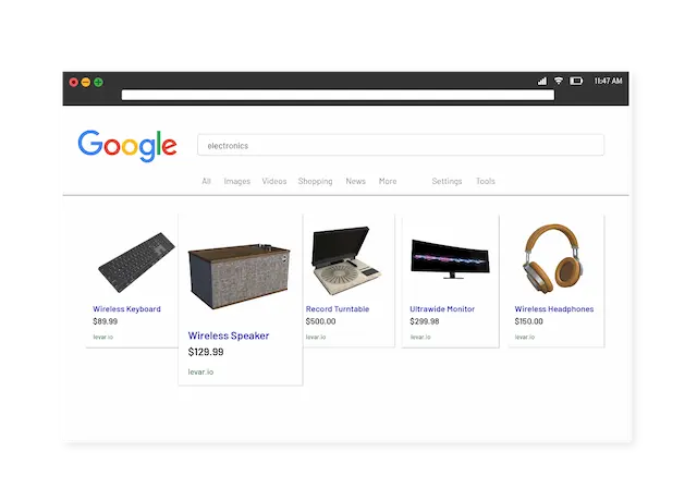 3D pour Google Shopping